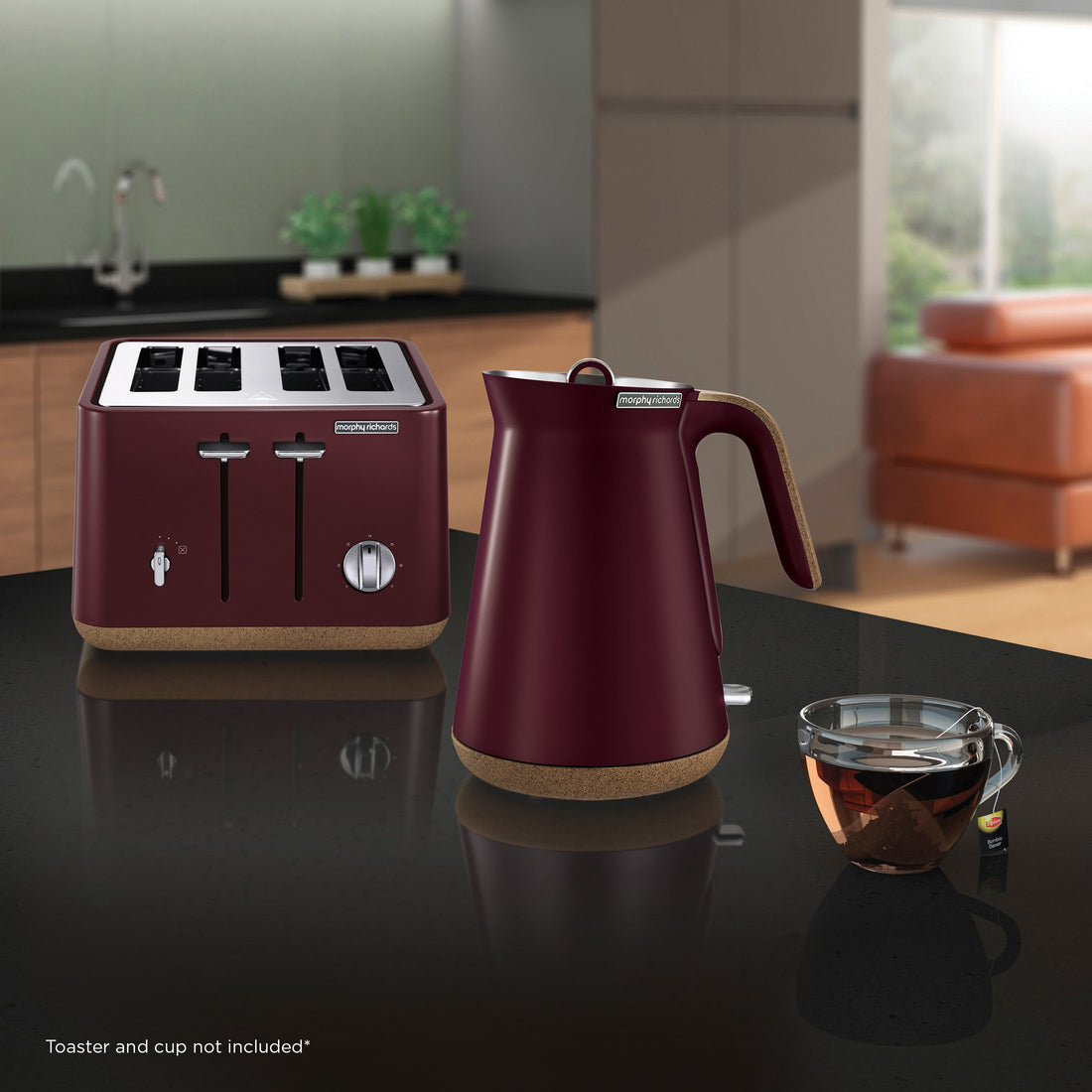 1.5L Aspect Kettle - Maroon with Cork-Effect Trim