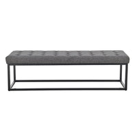 Sarantino Cameron Button-tufted Upholstered Bench With Metal Legs - Dark Grey Linen