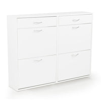 Sarantino 24 Pairs Shoe Cabinet Rack Storage Cupboard Organiser Shelf White Drawers Chest