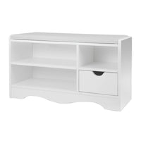 Sarantino Shoe Rack Cabinet Organiser White Cushion Bench Stool Ottoman - 80 X 30 X 45 - White