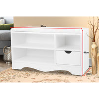 Sarantino Shoe Rack Cabinet Organiser White Cushion Bench Stool Ottoman - 80 X 30 X 45 - White