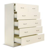 Sarantino Tallboy Dresser 6 Chest Of Drawers Cabinet 85 X 39.5 X 105 - White