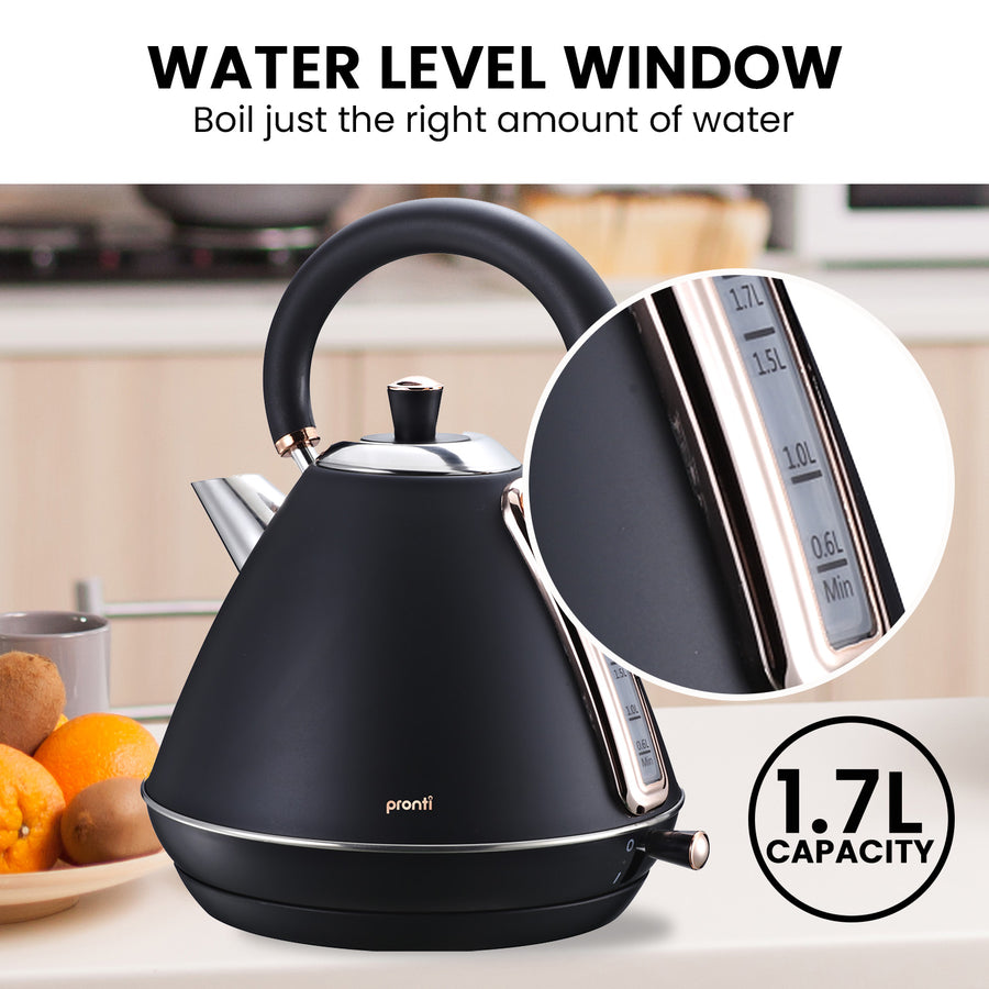 Rose Trim Collection Toaster & Kettle Bundle - Black