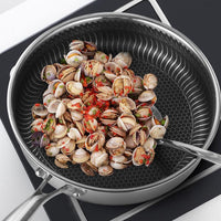 Stainless Steel Frying Pan Non-Stick Cooking Frypan Cookware 30cm Honeycomb Double Sided