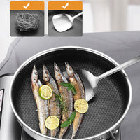 Stainless Steel Frying Pan Non-Stick Cooking Frypan Cookware 30cm Honeycomb Single Sided