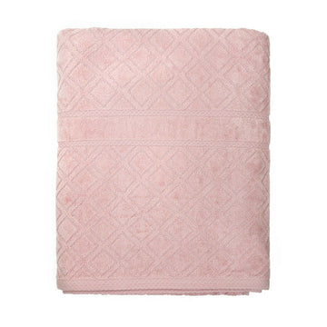 Premium Velour Diamond Design Jacquard Bath Towel (Pink)