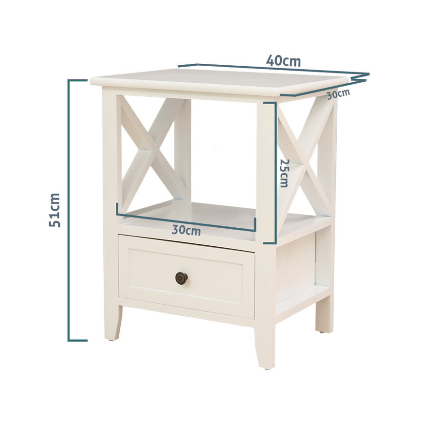 2-tier Bedside Table with Storage Drawer 2 Rustic White