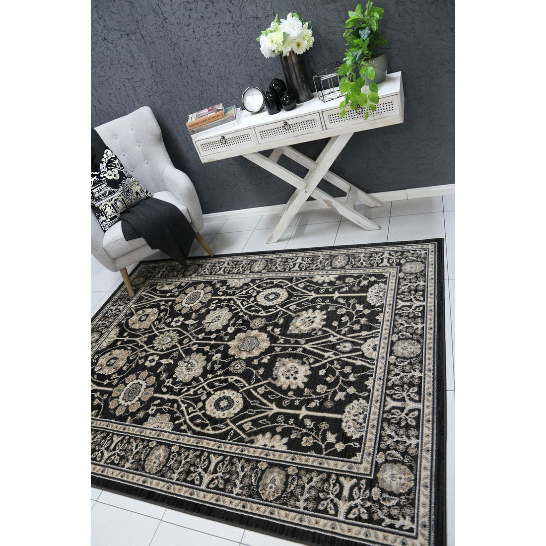 Arya Grey Oriental Rug 160x220 cm