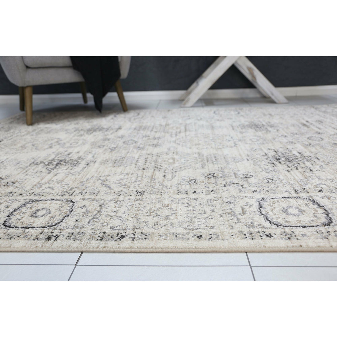 Arya Cream Grey Contemporary Rug 160x220 cm