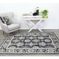 Arya Traditional Navy Grey Rug 200x290 cm