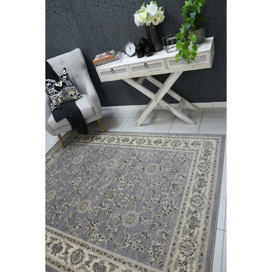 Arya  Grey Cream Border Rug 240x330 cm