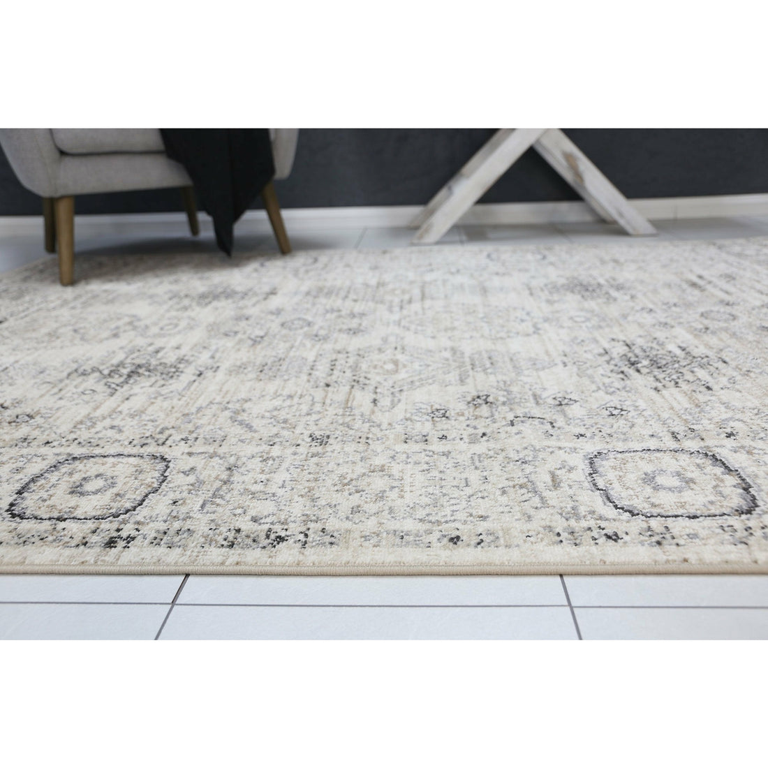 Arya Cream Grey Contemporary Rug 240x330 cm