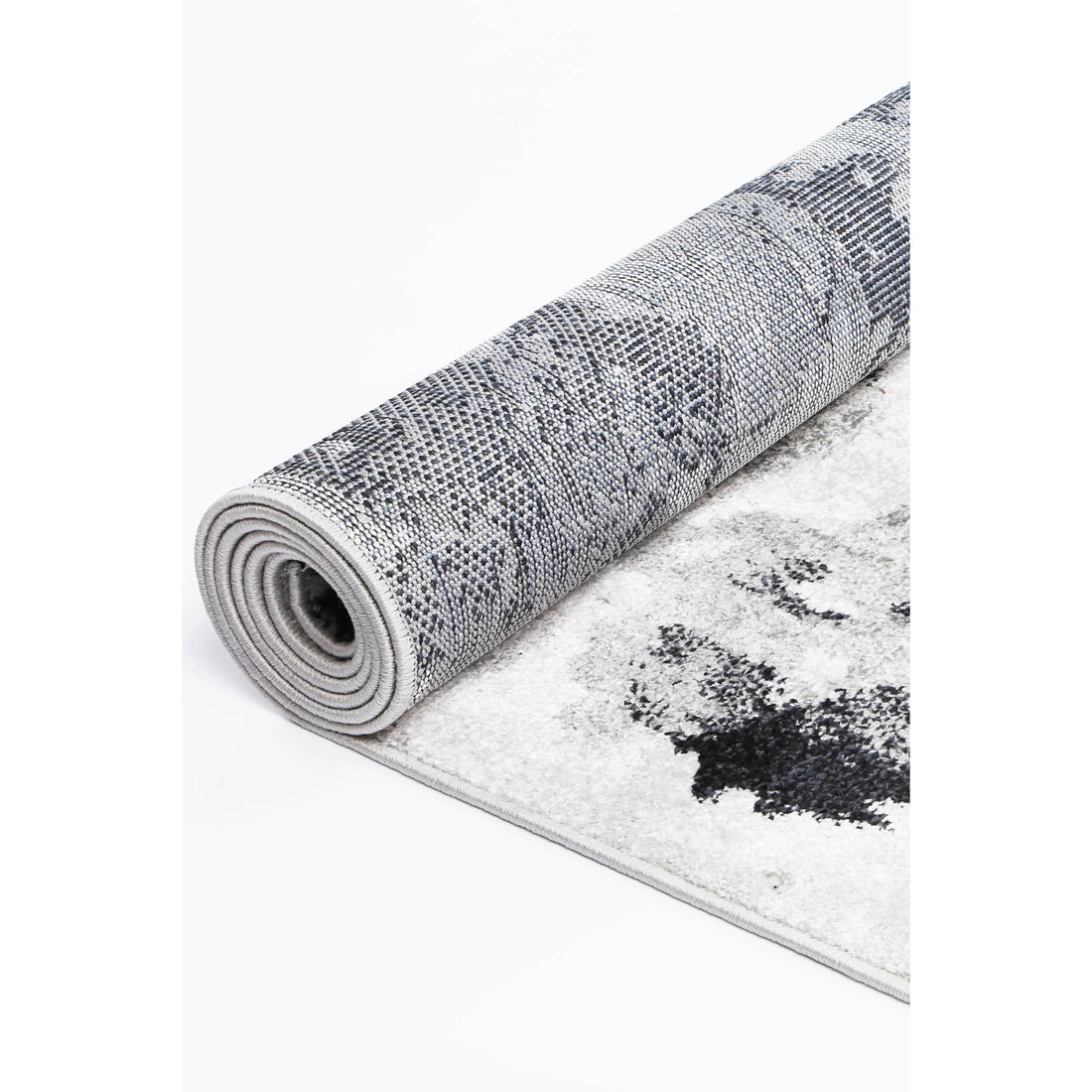 Ermina Modern Abstract Grey Black Rug 160x230cm