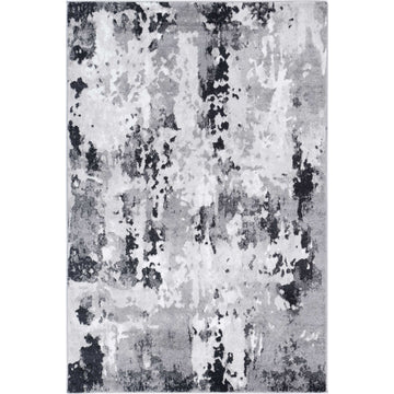 Ermina Modern Abstract Grey Black Rug 200x290cm