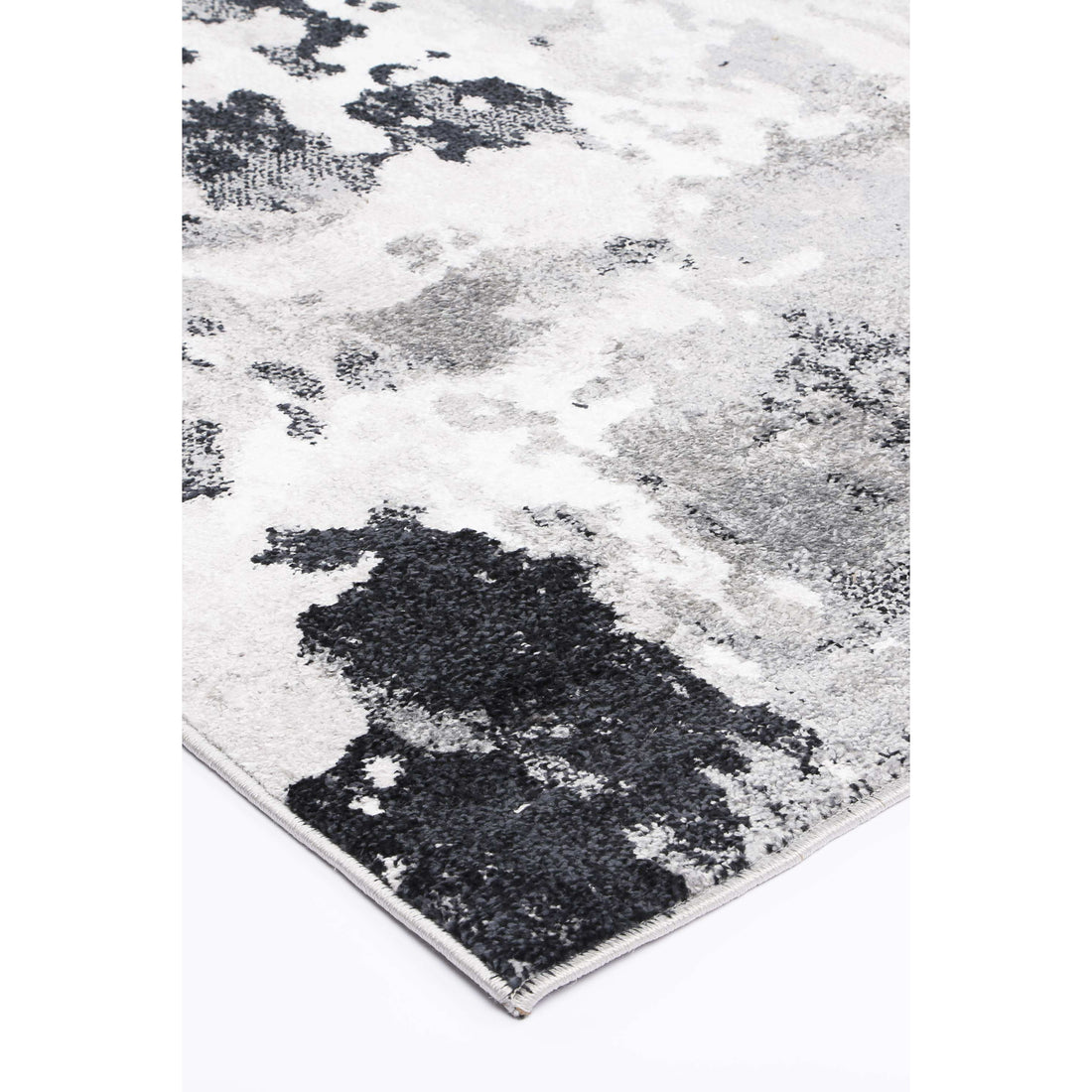 Ermina Modern Abstract Grey Black Rug 200x290cm