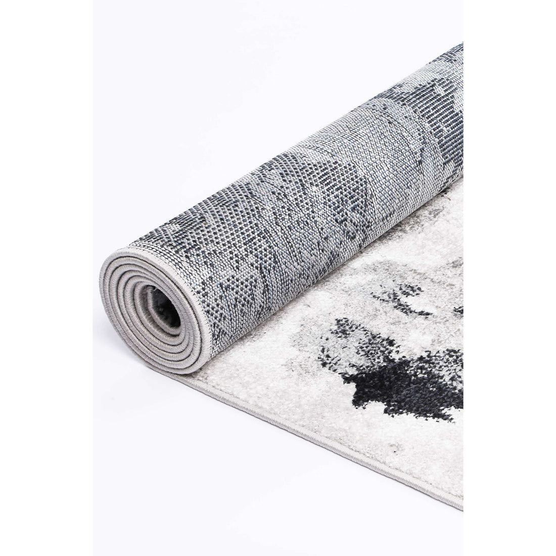 Ermina Modern Abstract Grey Black Rug 200x290cm