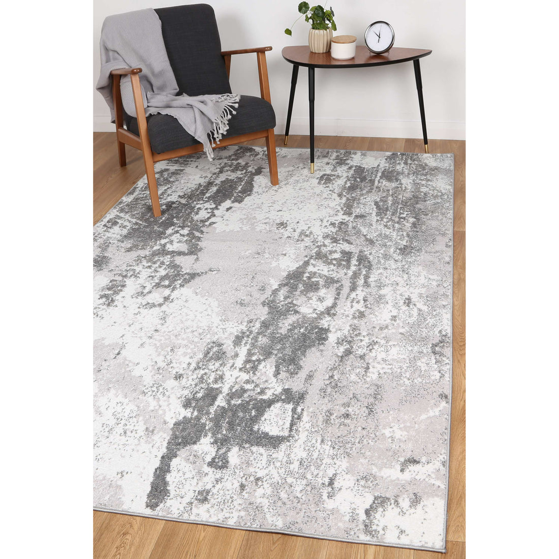 Ermina Modern Abstract Light Grey Rug 200x290cm