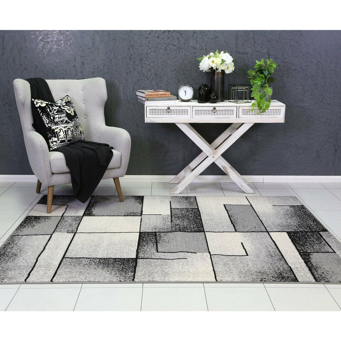 Allure Modern Squares Grey Rug 200x290 cm