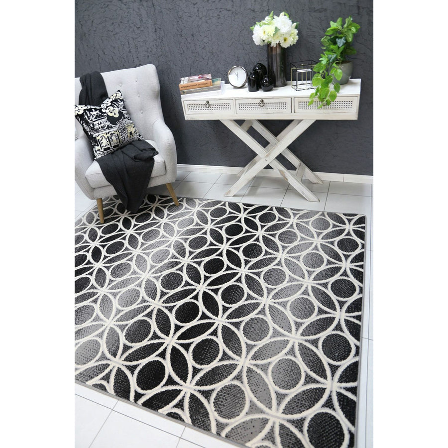 Allure Modern Geometric Grey Rug 80x300 cm