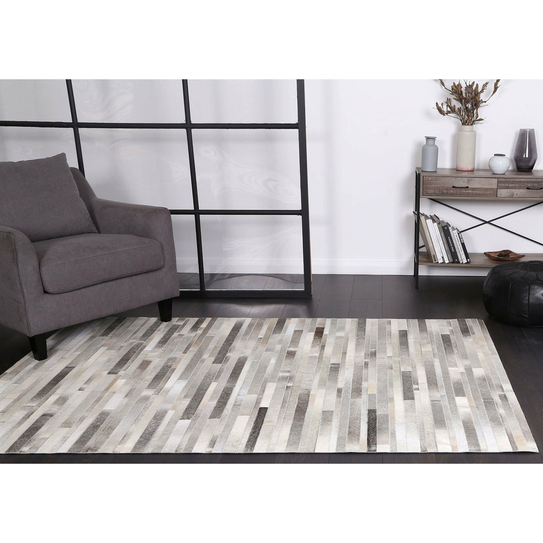 Sky Leather Cowhide Bricks Rug 160x230 cm