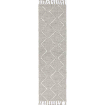 Leilani Diamond Tassel Grey Rug 80x300cm