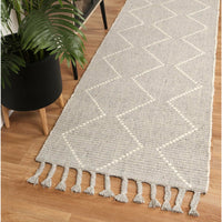 Leilani Diamond Tassel Grey Rug 80x300cm