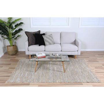 Metro Beige Modern Leather Rug 190x280cm