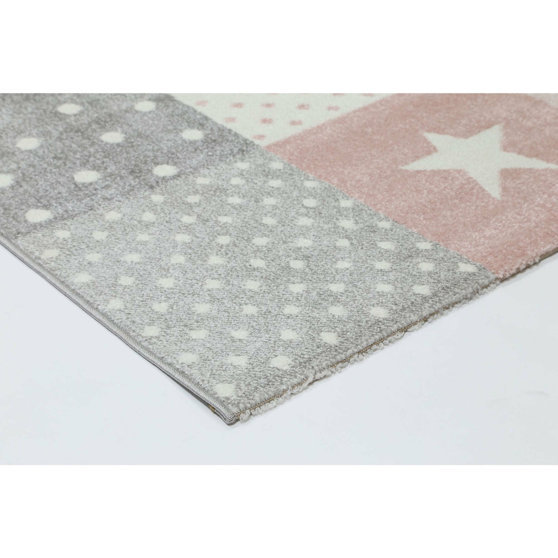 Nova Kids Pink Grey Stars & Hearts Rug 120x170 cm