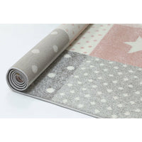 Nova Kids Pink Grey Stars & Hearts Rug 120x170 cm