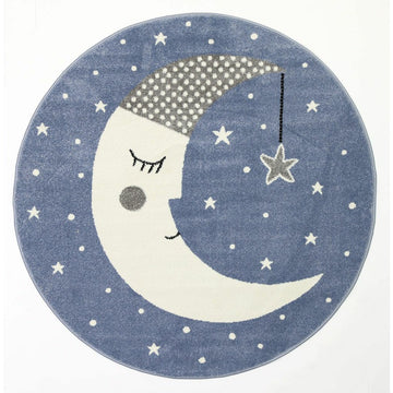 Nova Kids Blue Goodnight Moon Rug 133x133 cm Round