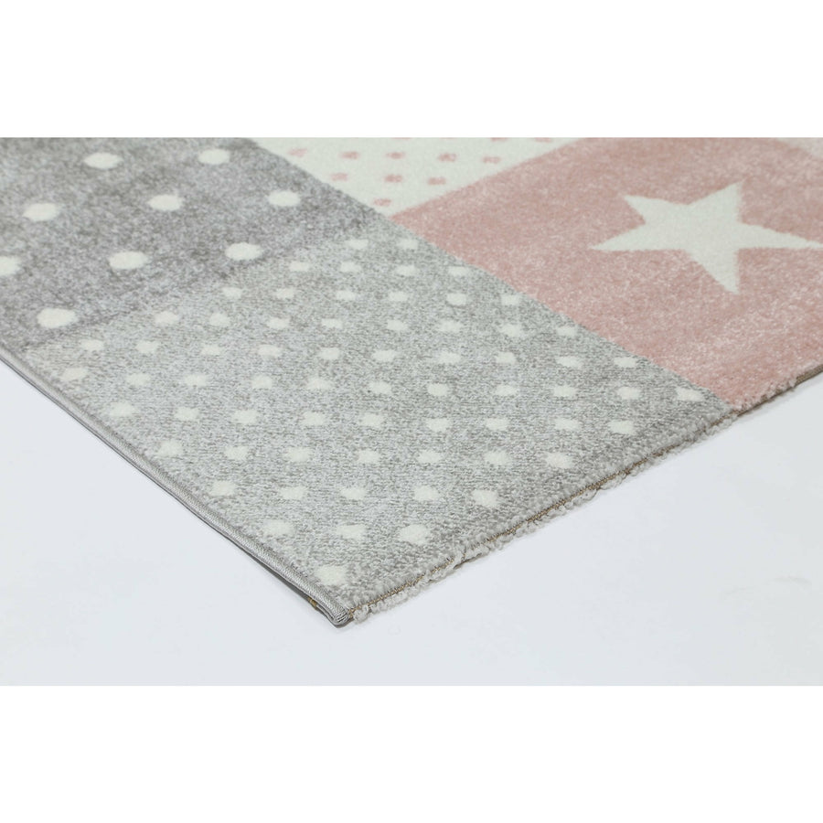 Nova Kids Pink Grey Stars & Hearts Rug 160x230 cm