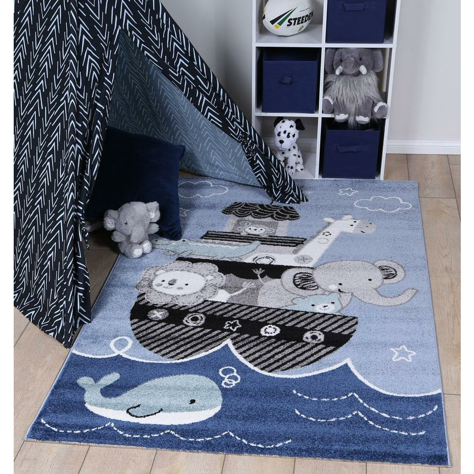 Nova Kids Blue Animal Arc Rug 160x230 cm