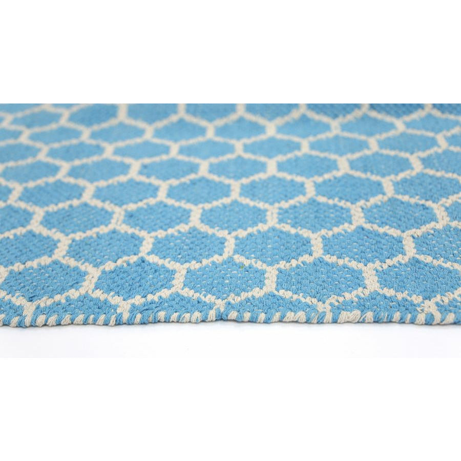 Illusion Blue Natural Cotton Rug 160x230