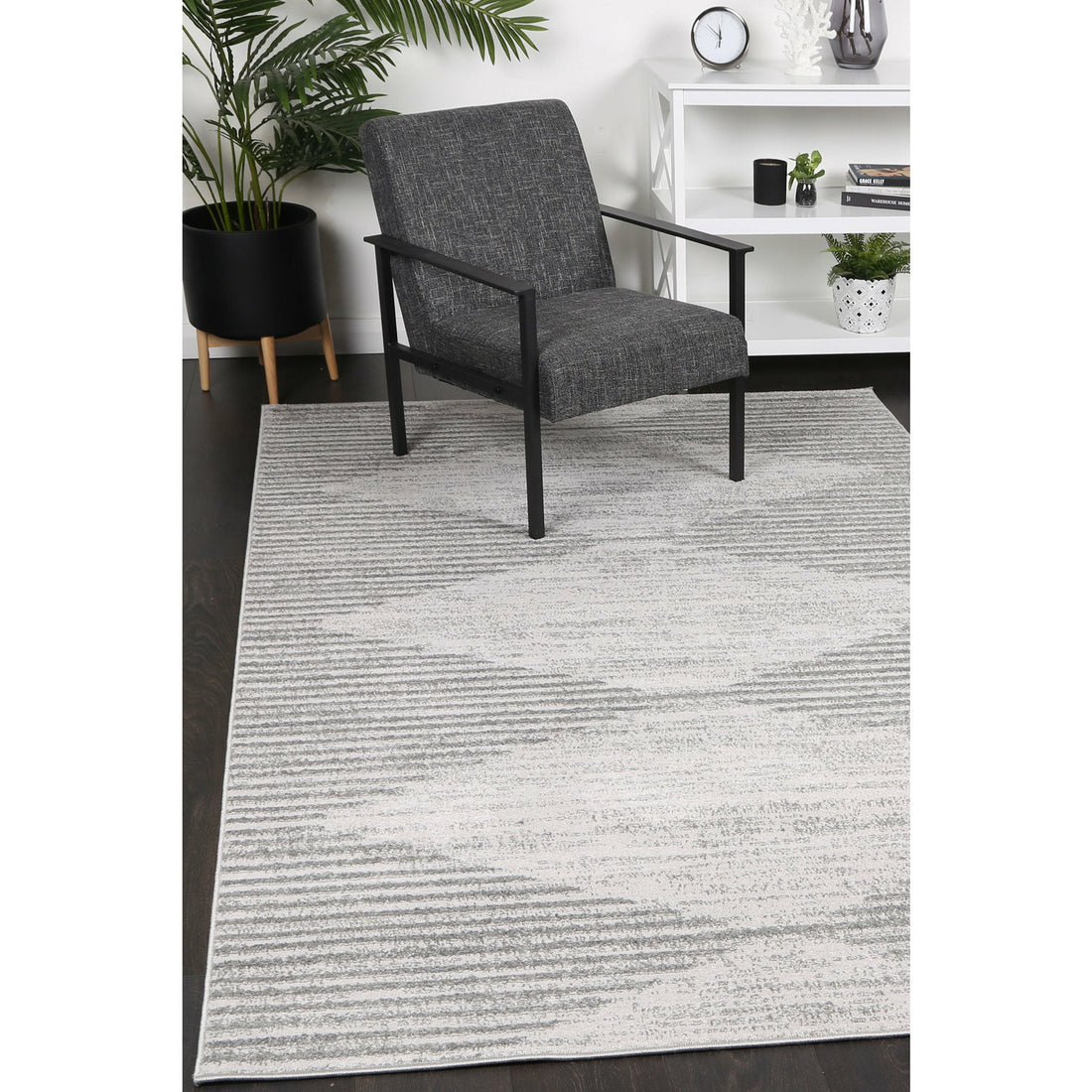 Windjana Abstract Diamond Grey Rug 160x230cm