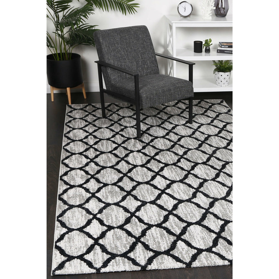 Windjana Lattice Charcoal Rug 160x230cm