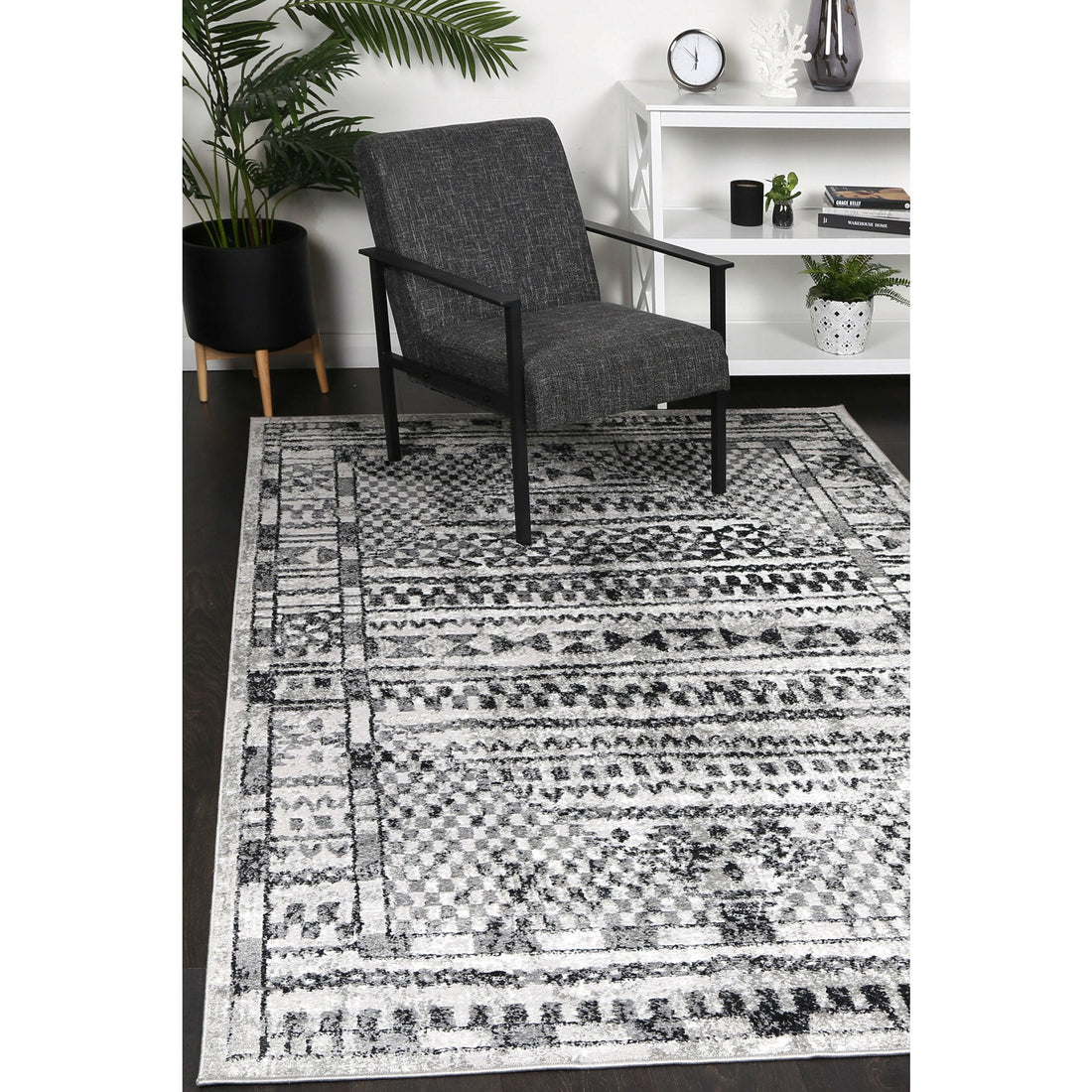 Windjana Tribal Charcoal Rug 160x230cm