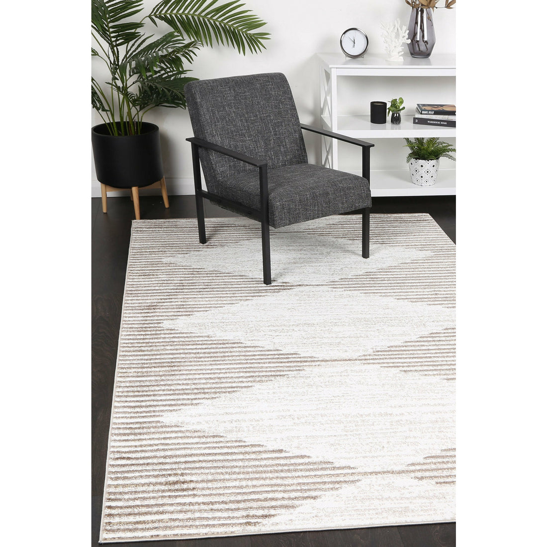 Windjana Abstract Diamond Latte Rug 200x290cm