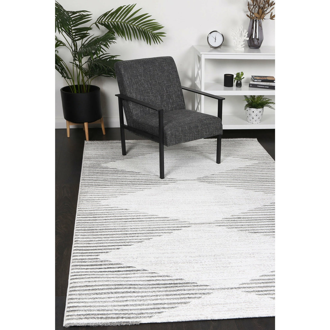 Windjana Abstract Diamond Silver Rug 200x290cm