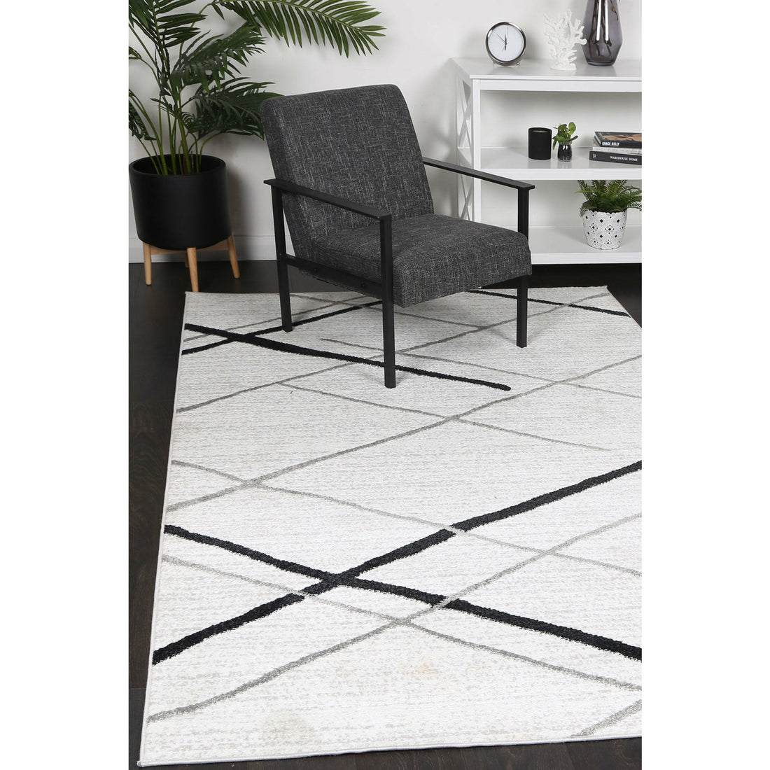 Windjana Abstract Stripe White Rug 240x330cm