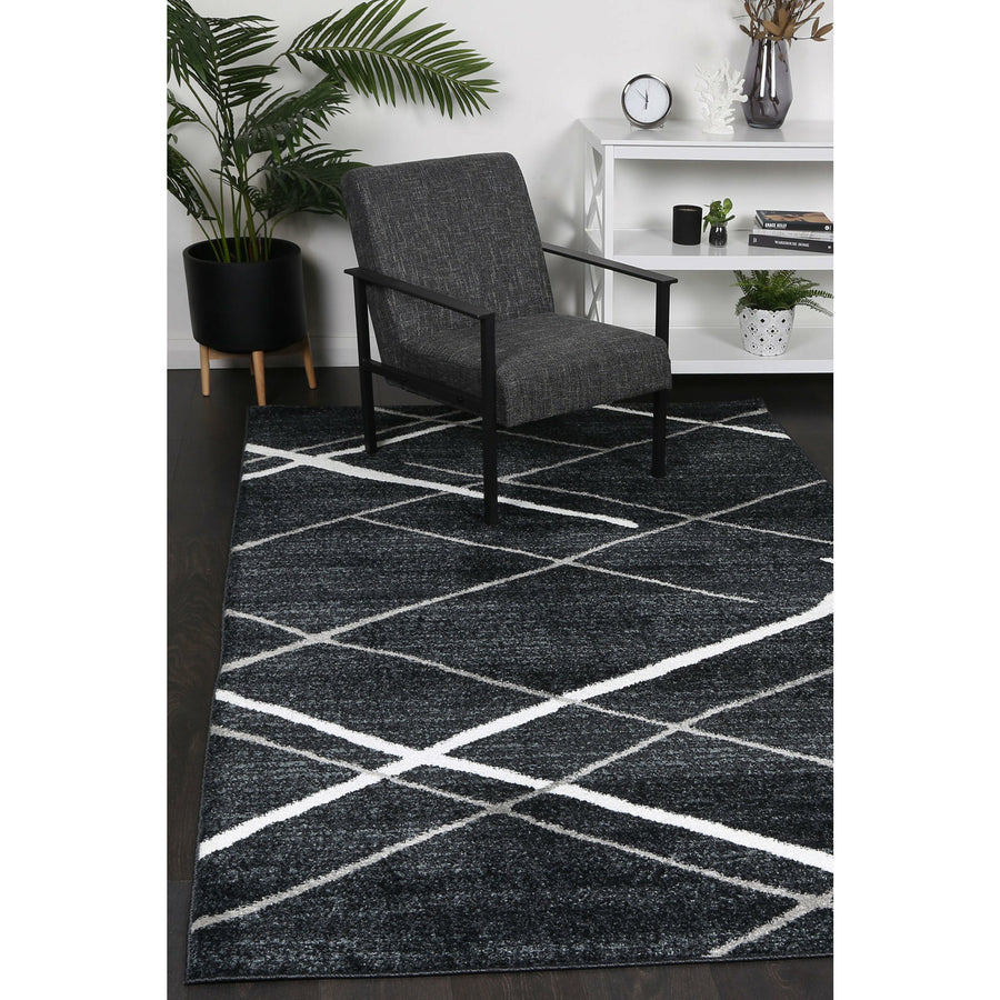 Windjana Abstract Stripe Charcoal Rug 280x380cm