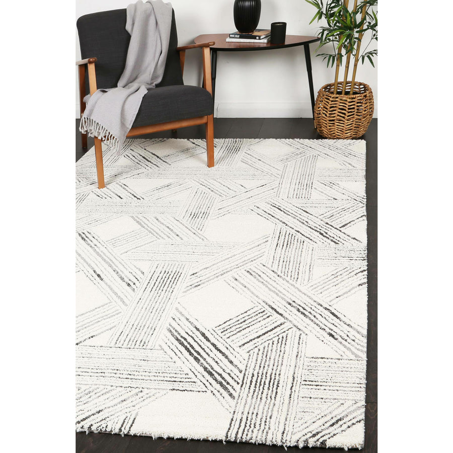 Verve Light Grey Geometric Rug 200x290cm