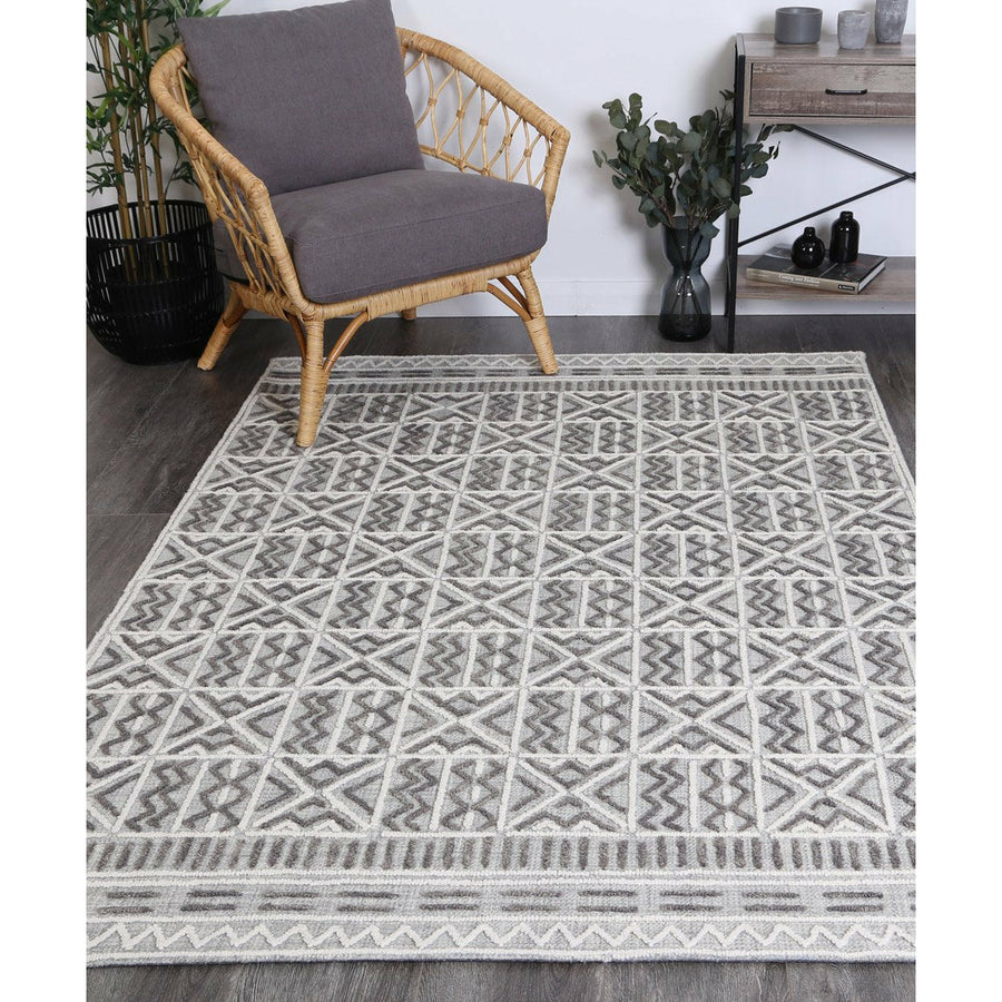 Mila Criss Cross Light Grey Rug 280x380cm