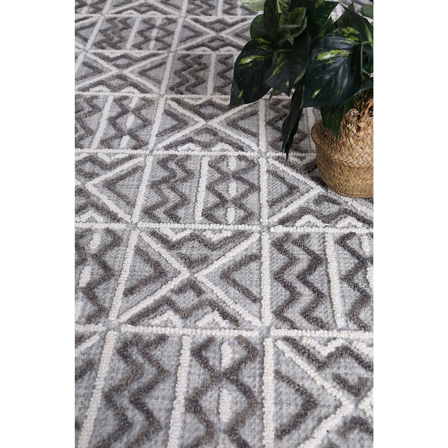 Mila Criss Cross Light Grey Rug 280x380cm