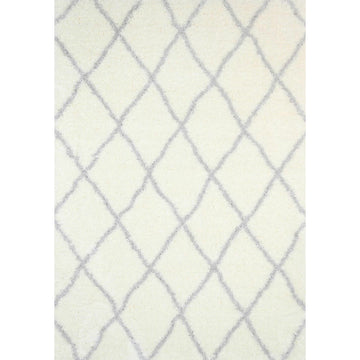 Moroccan Cream and Silver Diamond Rug 160X230cm