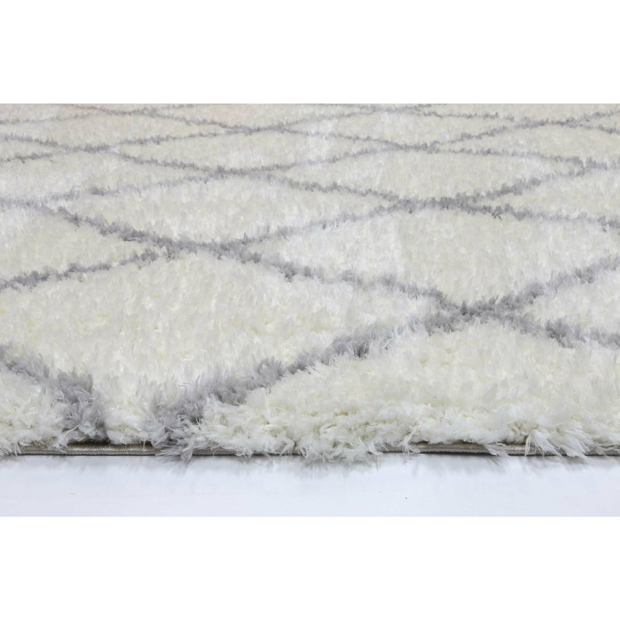 Moroccan Cream and Silver Diamond Rug 160X230cm