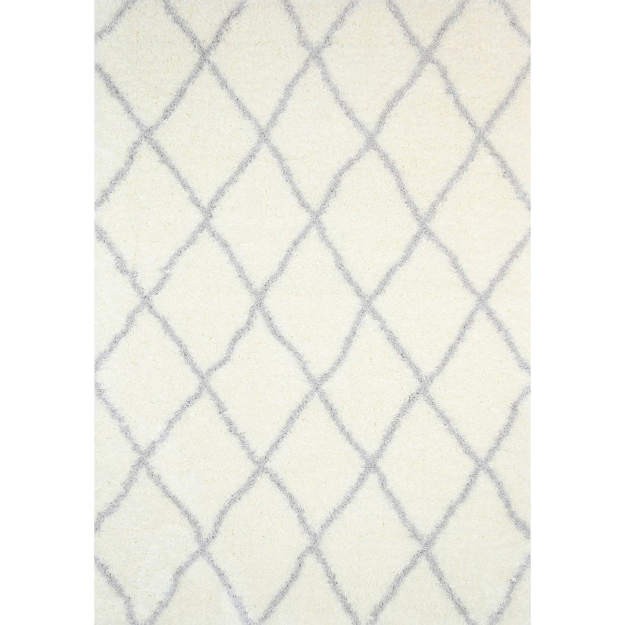 Moroccan Cream and Silver Diamond Rug 200X290cm