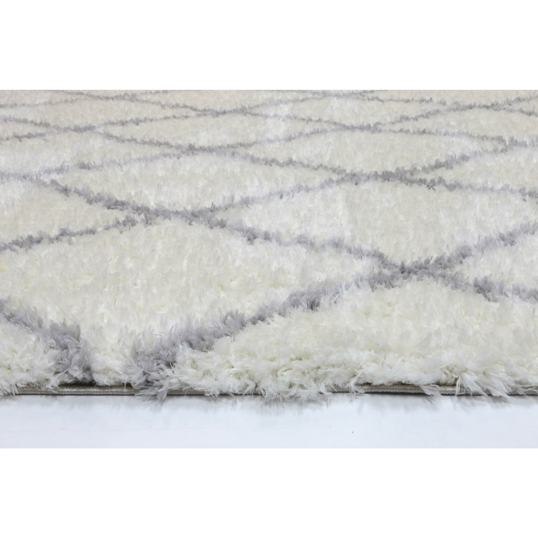 Moroccan Cream and Silver Diamond Rug 200X290cm