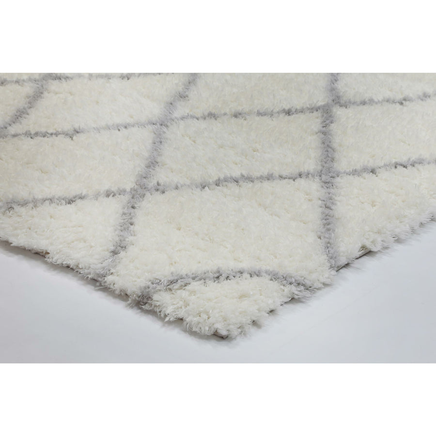 Moroccan Cream and Silver Diamond Rug 200X290cm