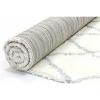 Moroccan Cream and Silver Diamond Rug 200X290cm