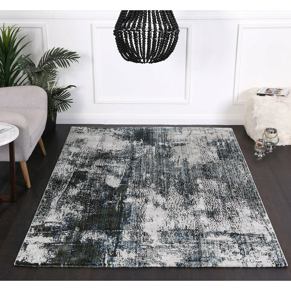 Roman Mosaic Modern Grey Turquoise Rug 300x400 cm